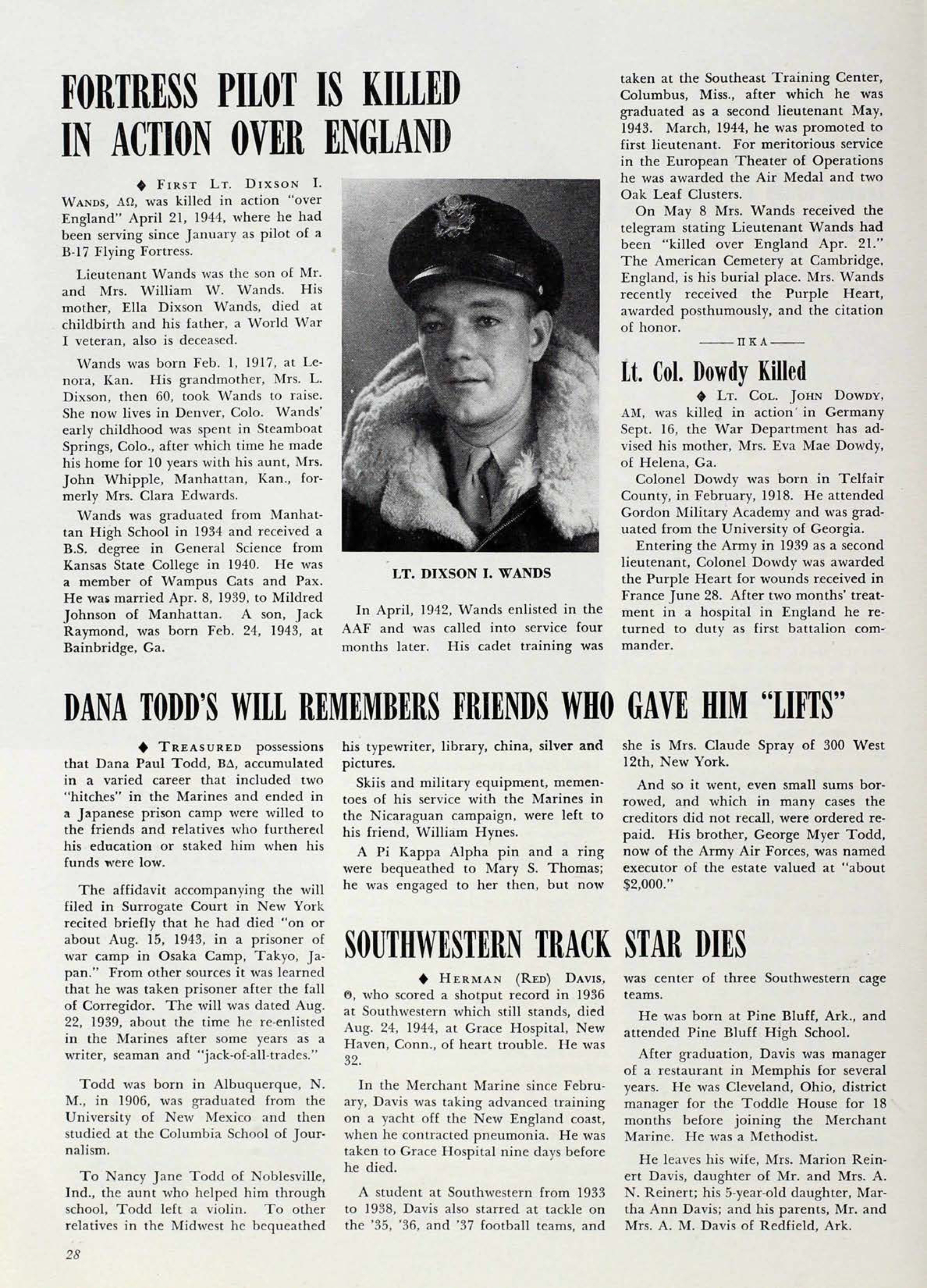 Fortress Pilot Is Killed In Action Over England